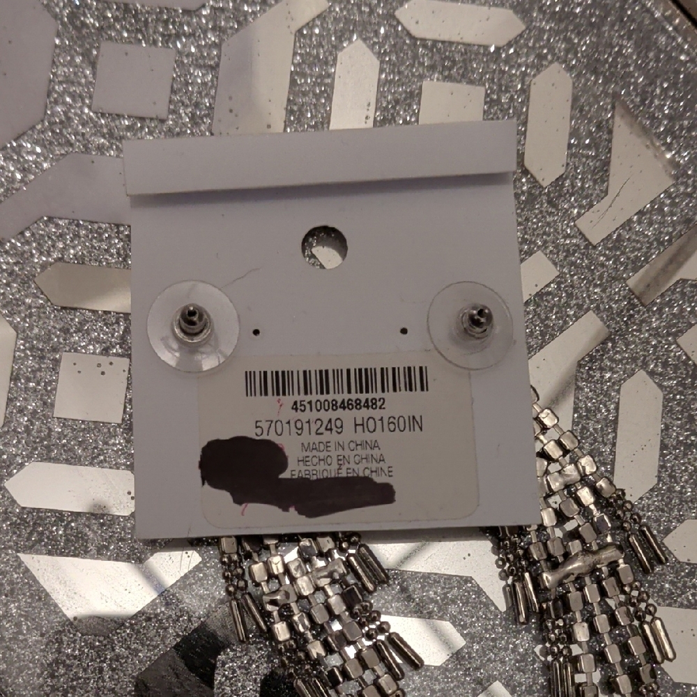 White House Black Market Sparkling Silver Chandelier Earrings - Picture 2 of 3